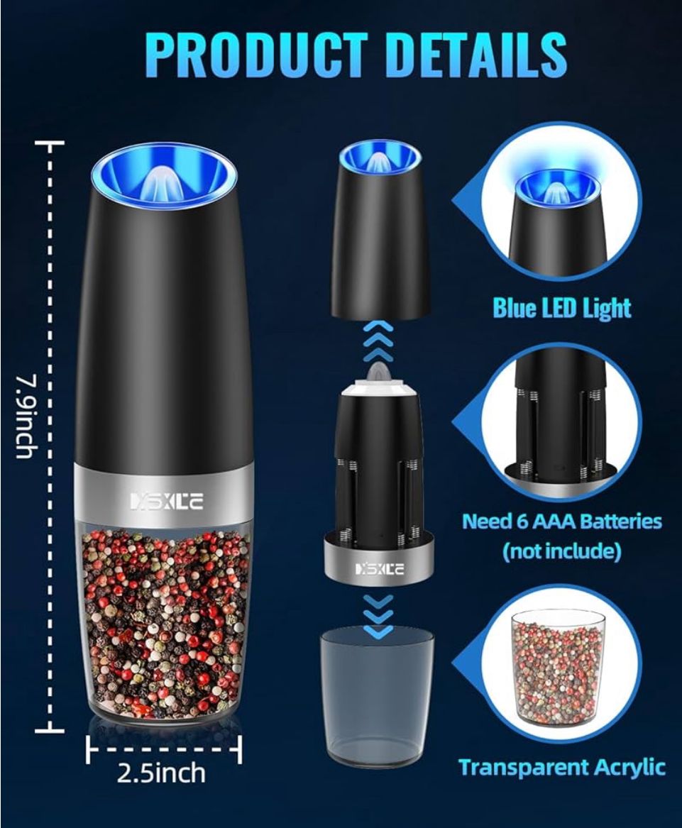 The Grindey | Electric Pepper and Salt Grinder Set