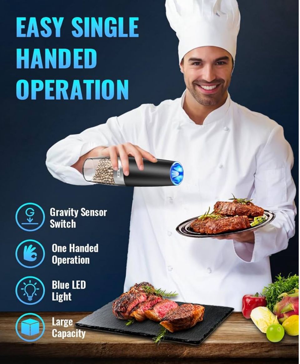 The Grindey | Electric Pepper and Salt Grinder Set